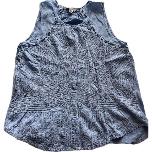 Lucky Brand Tops - Lucky Brand Blue Embroidered Woman’s Tank Top Size 1X